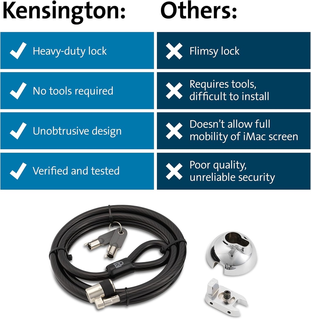 Kensington SafeDome - Candado de cable para iMac de 24 pulgadas, color plateado