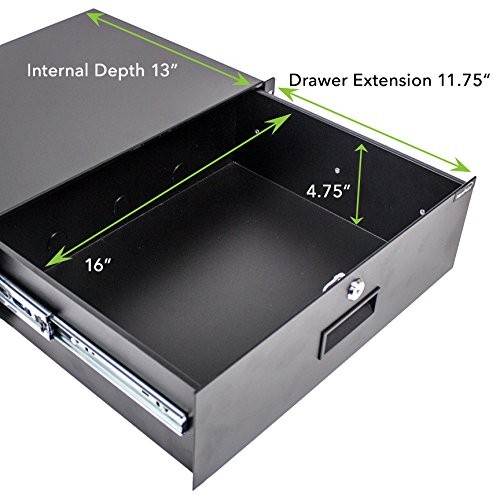 Cajón para gabinete de servidor de 19 pulgadas, montaje en rack, bloqueo para DJ, con llave, 3U NavePoint
