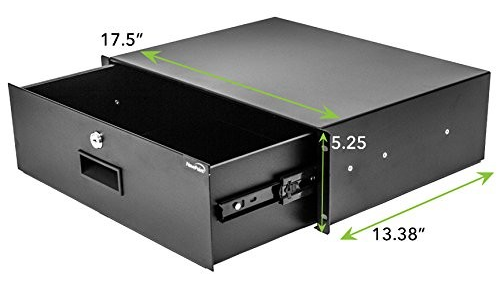 Cajón para gabinete de servidor de 19 pulgadas, montaje en rack, bloqueo para DJ, con llave, 3U NavePoint