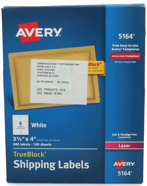 ETIQUETA LASER N 5164 85 X 102 MM 600 UN
AVERY