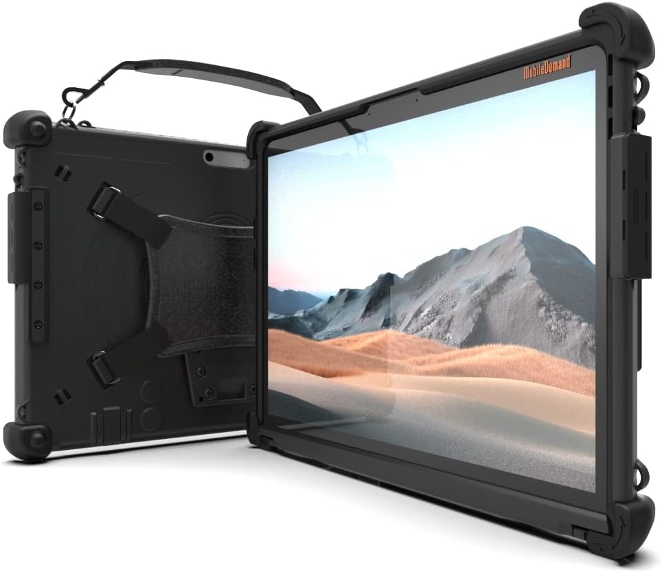 MobileDemand Funda estándar ultra resistente para Microsoft Surface Pro 9, también funciona con Surface Pro 10, funda resistente para tablet, asa de maletín, correa de mano, compatible con teclado