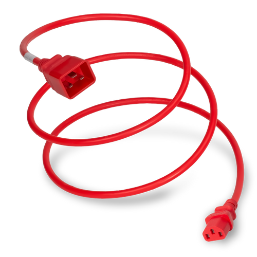 Cable de poder 12FT (3.6576 Mtrs.) Rojo Standard IEC320 C20 to IEC320 C13 15A 250V