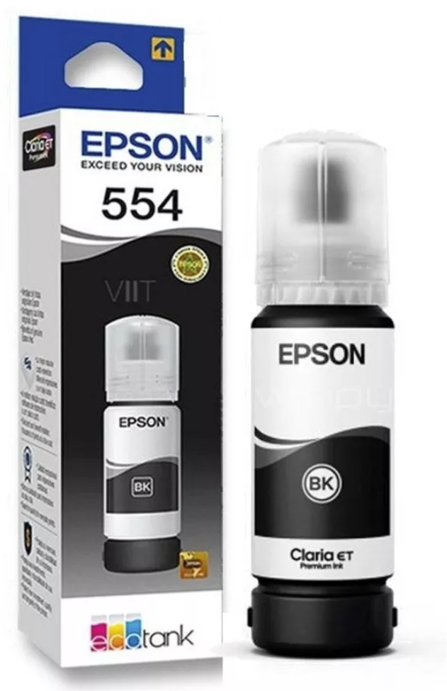 Botella de Tinta EPSON T554 Original Negro Pigmentado 70ml (L8160/L8180)