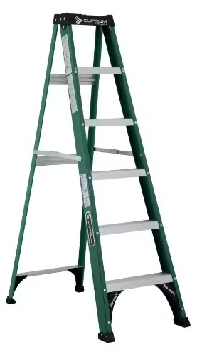 ESCALERA DE FIBRA DE VIDRIO TIPO TIJERA 6 PELDAÑOS 1.86 METROS CUPRUM