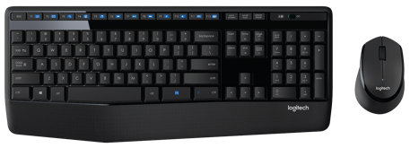 [MK345] Kit Combo Teclado y Mouse Logitech, Inalámbrico, USB 2.0, Negro/Azul