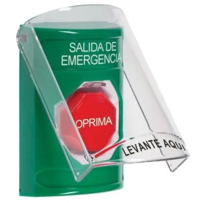 [STISS2129EX-ES] Estación de Botón Pulsador Stopper® con Protector de Estación, Giro para Restablecer - Verde