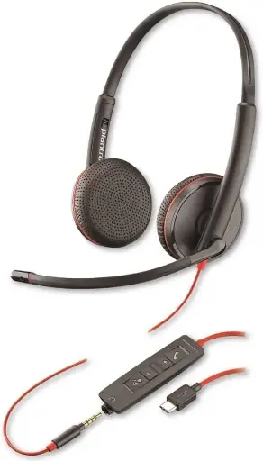 [209747-201] Plantronics - Auriculares Blackwire C3225 USB-A con cable - Doble oreja (estéreo) con micrófono Boom - conector de 3.5mm