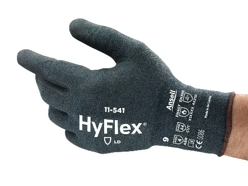 [11-541] HyFlex 11-541 - Guantes de protección contra cortes, ligeros, destreza, comodidad, grande (paquete de 12)